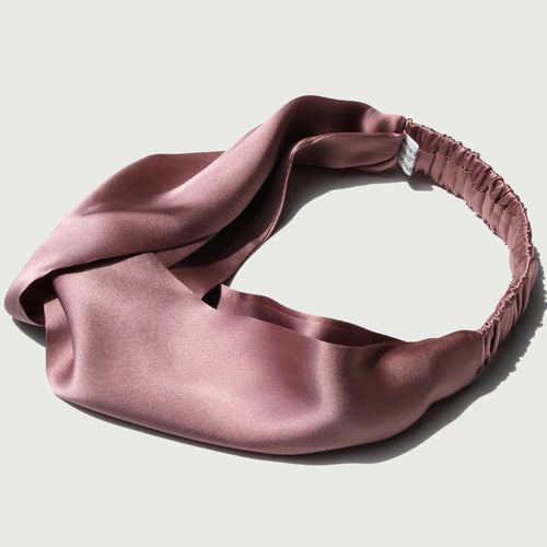 The Satin Hair Wrap by Soie — crossover wrap, gentle at hairline
