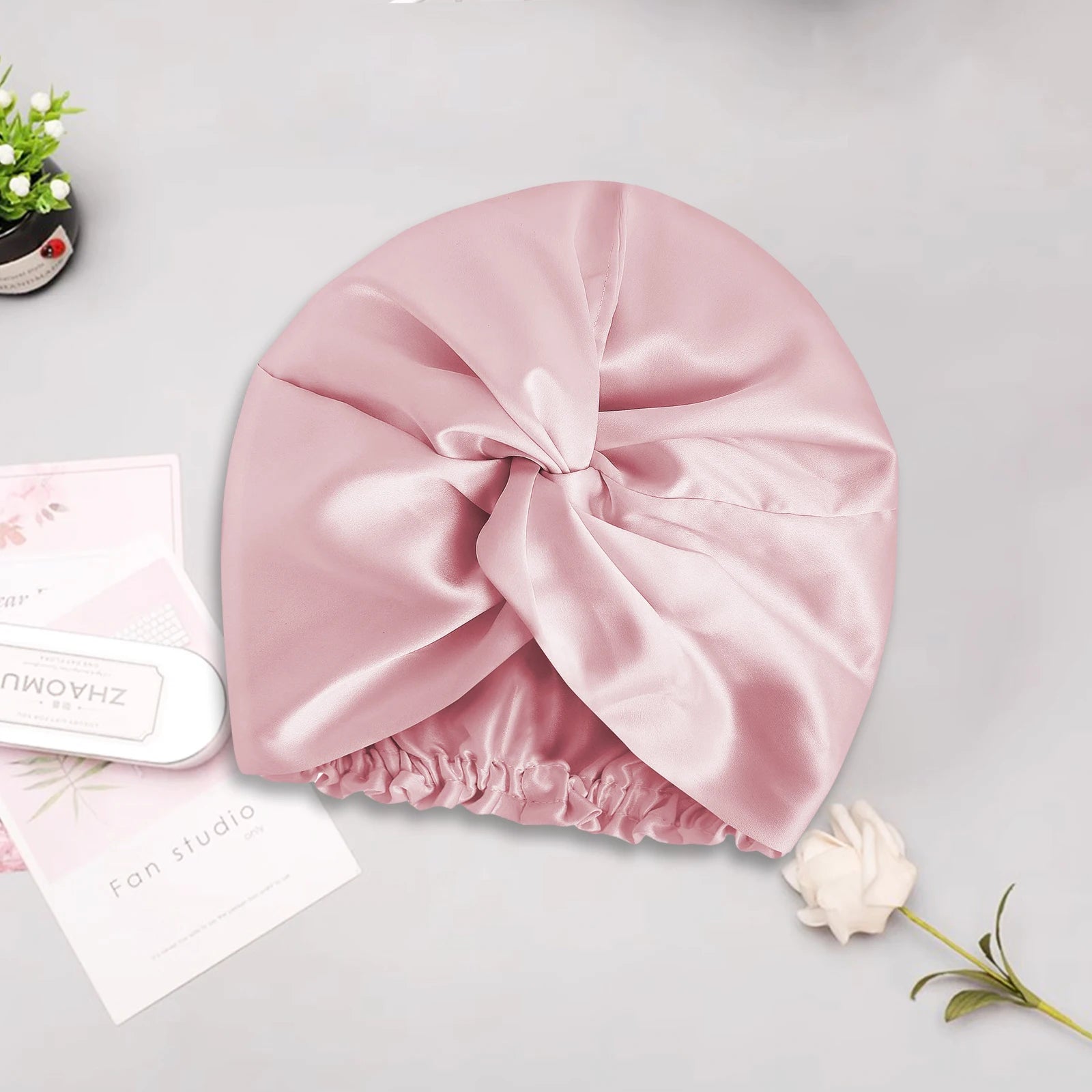 The Satin Sleep Bonnet by Soie — Pink
