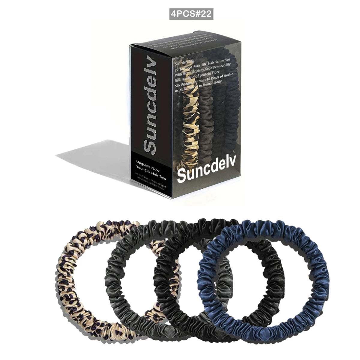 Silk Scrunchie Set in Onyx — deep matte black mulberry silk hair ties — Soie