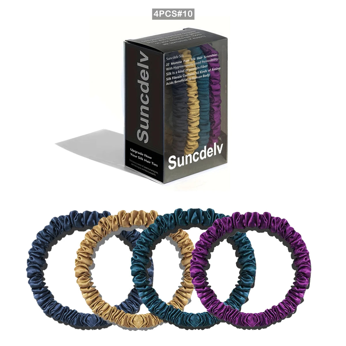 Silk Scrunchie Set in Jewel Mix — gemstone-inspired silk hair ties — Soie