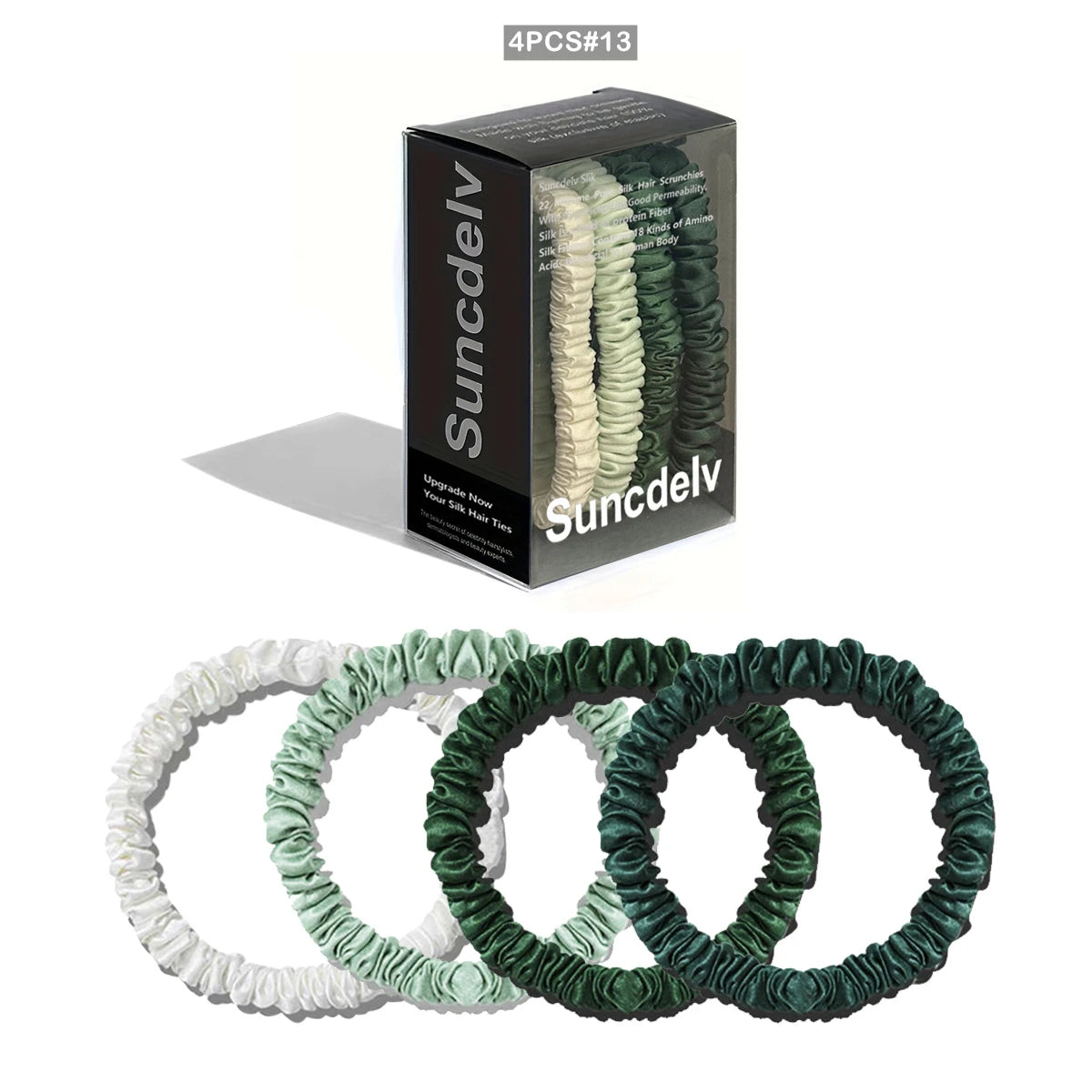 Silk Scrunchie Set in Emerald Mix — jewel-toned mulberry silk hair ties — Soie