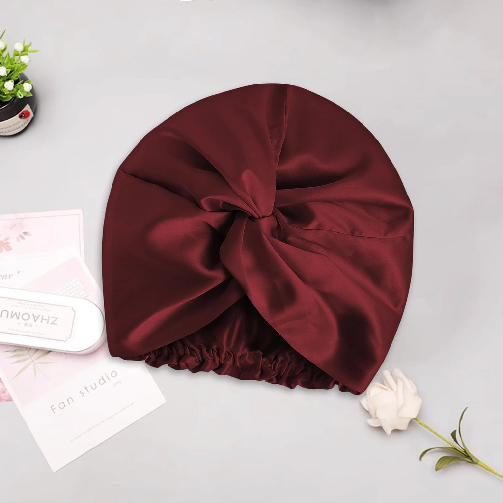 The Satin Sleep Bonnet by Soie — Claret
