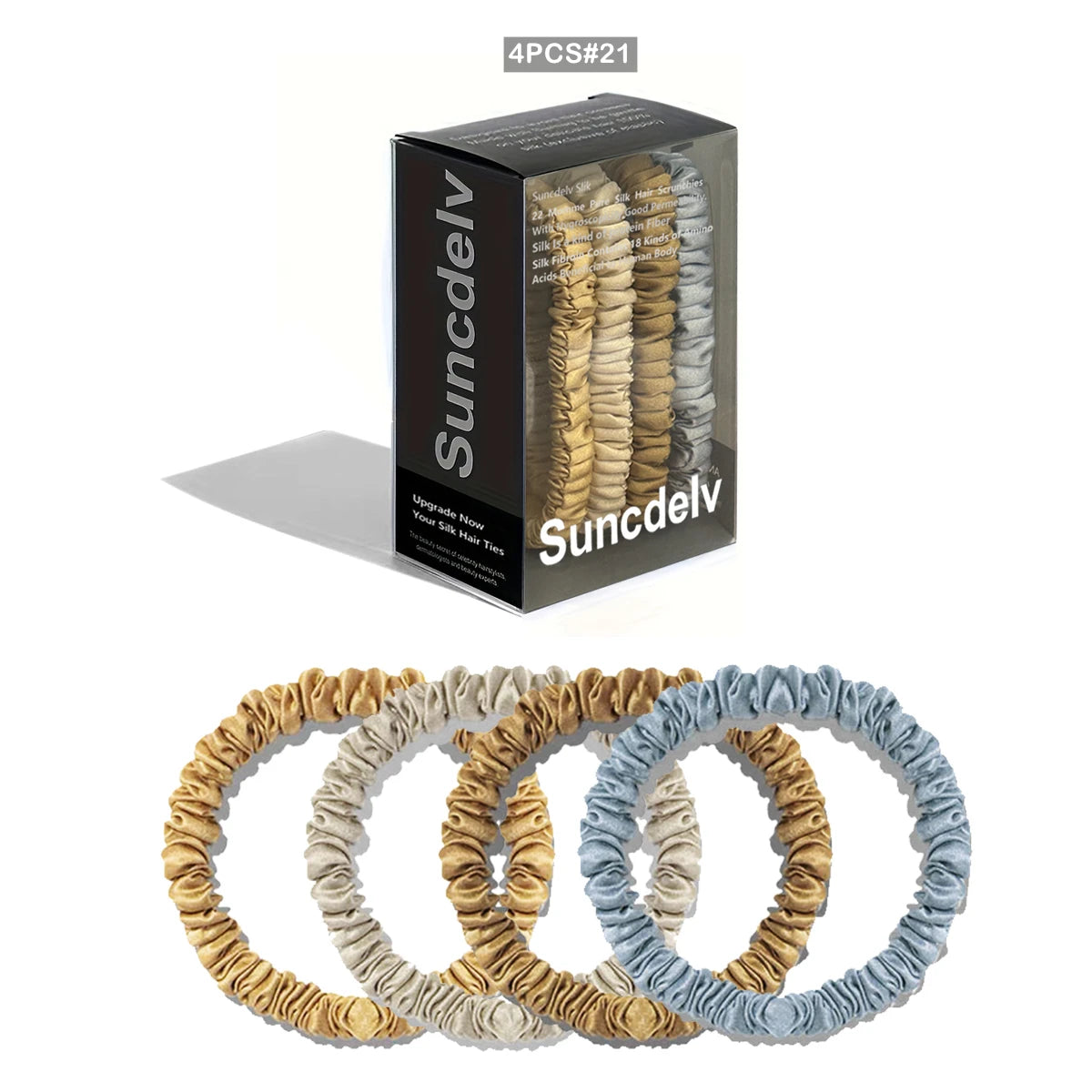 Silk Scrunchie Set in Golden Hour Mix — warm amber and gold silk hair ties — Soie