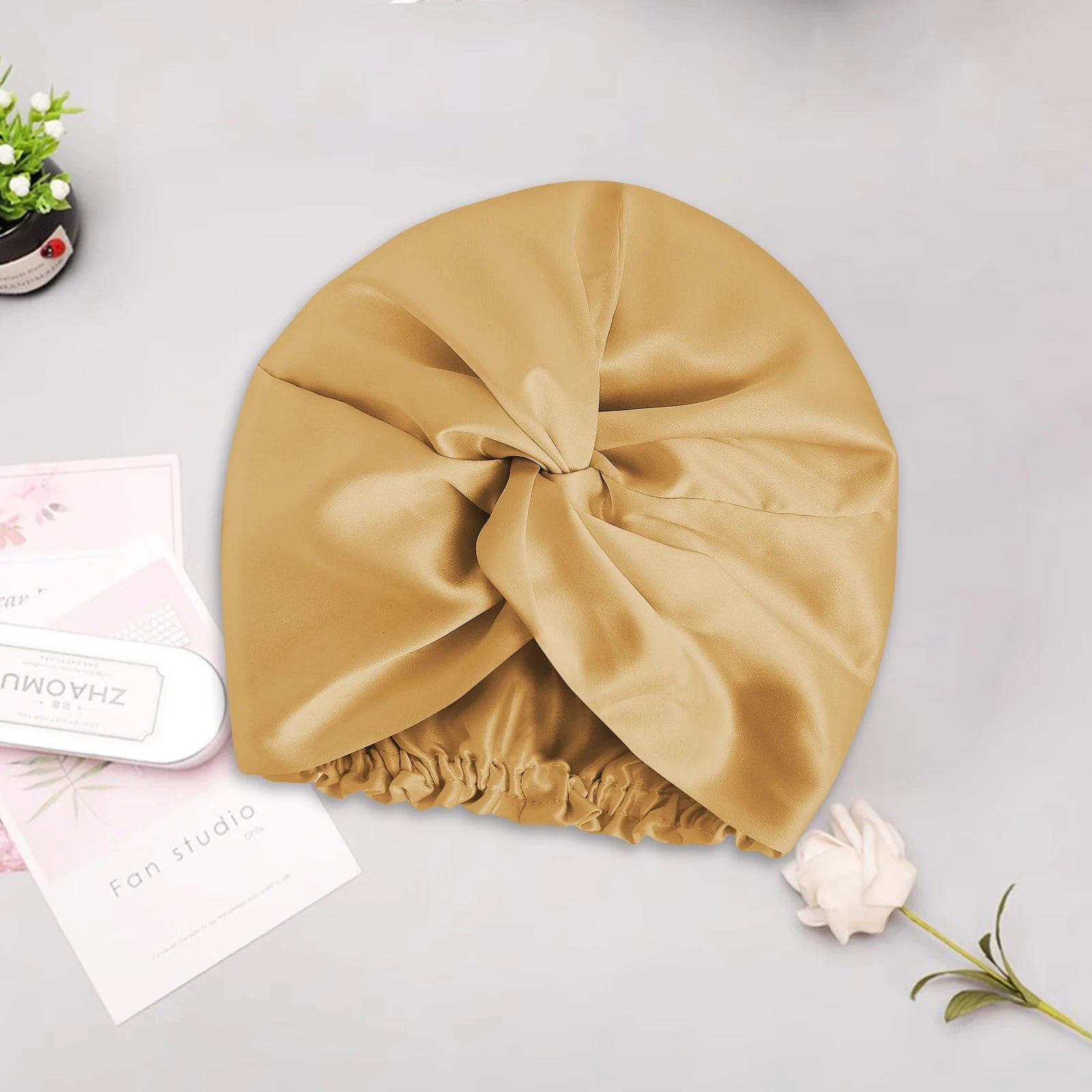 The Satin Sleep Bonnet by Soie — Gold