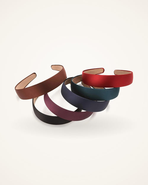 The Satin Headband — wide satin-wrapped bands, studio shot | Soie